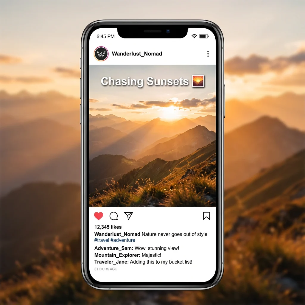 Social media mockup with readable text and UI elements